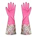 FireBee Rubber Cleaning Gloves Thick Waterproof Kitchen Dishwashing Gloves with Lining Household Latex Gloves (1 Pair,Purple Medium)