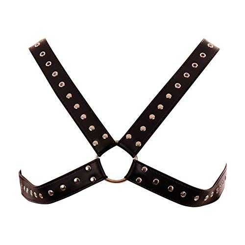 Leather Harness for Men, Premium Adjustable Body Chest Shoulder Harness Belt for Clubwear Parties, Black