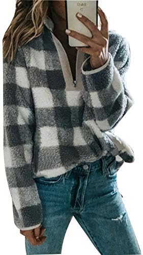 HHGKED Womens Sweatshirt Fleece Jacket Sherpa Fall Pullover Winter Coats with Zipper