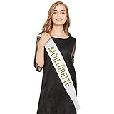 Bachelorette Party Favors -Bachelorette Gold Glitter White Satin Sash - Bridal Shower Supplies - Wedding Shower Decorations
