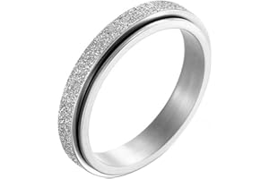 PAURO Women's & Men's 2mm/4mm/6mm/8mm Stainless Steel Multi Colors Sandblast Finish Lucky Worry Ring Band