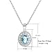 D-XinXin Blue Topaz Pendant Necklace Sterling Silver Round Gemstone Chiseled Pendant Necklace Diamond Necklace Chainthumb 3