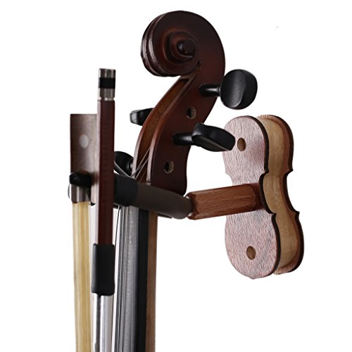Muse Musical Wood Violin Hanger Hardwood Home & Studio Wall Mount Violin Hanger - Rosewood color