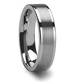TIGRADE 6mm Tungsten Metal Ring Polished Brushed Pipe Cut Comfort Fit Band