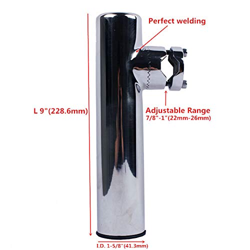 QIUXIANG-EU 3 Stück Edelstahl Angelrutenhalter Angelgerät Drehbarer Rutenhalter mit Klemme für Rohr 7/8~1"mit Liner3 – Bild 4