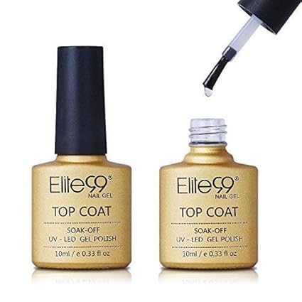 Elite99 Nail Gel Polish No Clean Top Coat Base Coat Long-lasting Nail Soak Off UV LED Gel Lacquer Foundation Sealer, 10 ml