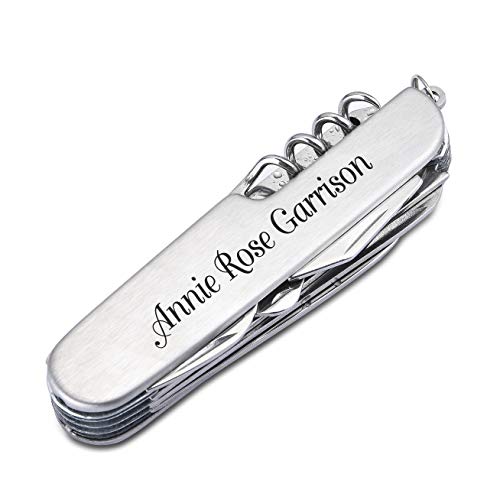 Custom Engraved 11 in 1 Multi-Purpose Stainless Steel Folding Pocket Tool Knife - Personalized Groomsmen Gift - Thumbnail 7