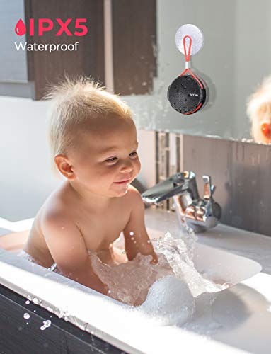 Vtin SoundHot Q1 Waterproof Bluetooth Speaker, 8W Portable Bluetooth Speaker with Loud HD Sound,10H Playtime Shower Speaker with Suction Cup, Built in Mic, Support TF Card, for Shower, Pool, Beach
