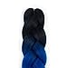 Alissa Jumbo Braiding Hair Extensions High Temperature Kanekalon Synthetic Ombre Twist Hair Multiple Tone Colored Jumbo Braiding Hair （24'' ,BLACK-BLUE-AZURE)