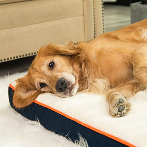 Tail Stories Large Dog Beds for Large Dogsup to 70lbs, Orthopedic Dog Beds Waterproof Mattress with Removable Washable Cover-4 Inch Thick Egg Crate Foam Dog Bed with Non-Slip Bottom, Navy