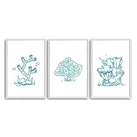 3 Piece Framed Canvas Wall Art Simple Seabed Elements Canvas Prints Home Artwork Decoration for Living Room,Bedroom - 16