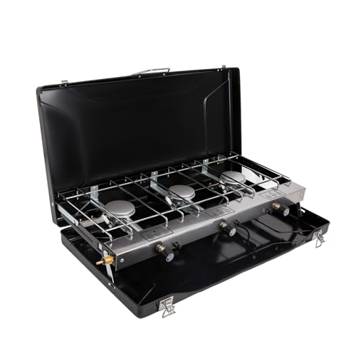 FineFlame 3-Burner Propane Camping Stove 19800 BTUs, Portable Camp Stove with 3…