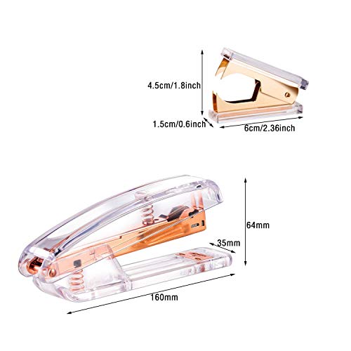 Modernlife Rose Gold Acrylic Stapler Bundle, Stapler and Staple Remover
