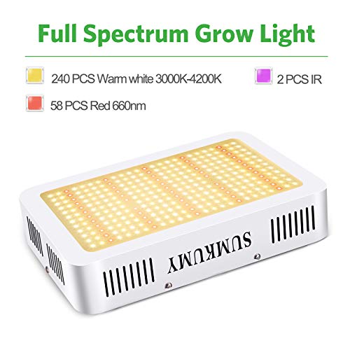 SUMKUMY 1200W LED Grow Lights for Indoor Plants Full Spectrum, Dimming Daisy Chain Grow Lamp, Coverage2.8x3.3ft, Hanging Growing Lamps for Indoor Plants Seedling Veg and Bloom Plants, Built-in Fan