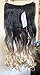 20 Inches Wavy Invisible Wire Hair Extensions with 4 Secure Clips Brown Blonde Ombre Clip in Hairpiece for Women