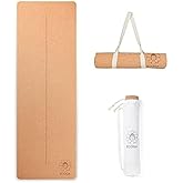 ECOGA Premium Cork Yoga Mat With Alignment Marks - 5mm Thick Hot Yoga Mat Non Slip with Natural Rubber Base - Eco-friendly No
