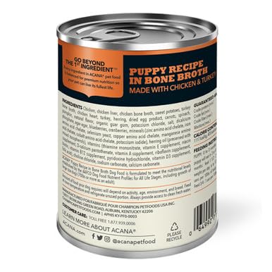 ACANA, PREMIUM PATE RECIPE IN BONE BROTH CANNED PUPPY FOOD, 12.8 OUNCE