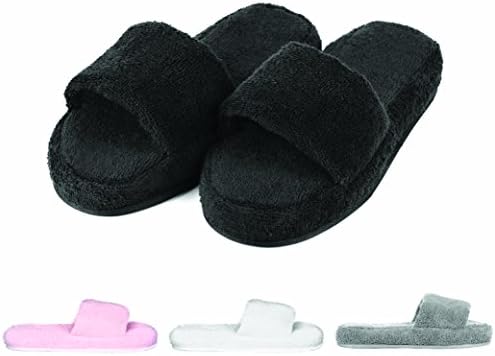 EUROPEAN SOFTESTMen's and Women's Cozy Memory Foam Soft Premium 100% Turkish Terry Cotton Cloth Open Toe Spa House Indoor Slippers