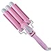 3 Barrel Curling Iron, PrettyQueen Fast Heating Curlers for Long Hair Waving Irons with LCD Display Hair Crimping Ceramic Curling Irons, Pink