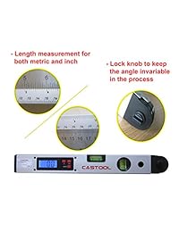 CASTOOL   Nivel de burbuja de pantalla digital de 16 pulgadas con dos viales de pantalla LCD grande, con tractor de 0 a 230 grados