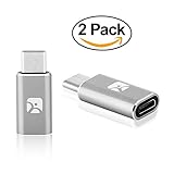USB 3.1 Type-C to MicroUSB 2.0 Female OTG Adapter, Gray, Pack of 2, for Google Pixel/Pixel XL, Nexus 5X/6P, LG G5, Moto Z, HTC m10 & Others