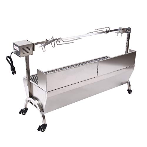 TryE Rotisserie Roaster Grill Skewer Spit Stainless Steel Hog Roasting Machine Charcoal BBQ Pig Lamb