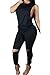 Women's 1PC Trendy Jumpsuit Sleeveless Broken Hole Waisted Club Long Romper Outfit, Medium, Black