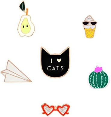 Cute Cartoon Brooch Pins, 6 Pcs Enamel Brooches Lapel Pins Badge for Women Girls Children