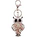 Bolbove Flower Owl Keychain Sparkling Keyring Blingbling Crystal Rhinestones Purse Pendant Handbag Charm (Pink)