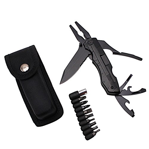 GETUHAND Multitool Knife 8-in-1 Multi Purpose Tools with Folding Knife Plier,Sheath and Bit Set Kit in Durable Black Oxide Stainless Steel for Hiker, Hunter, Solid Reliable Multi Tool Pocket Knife