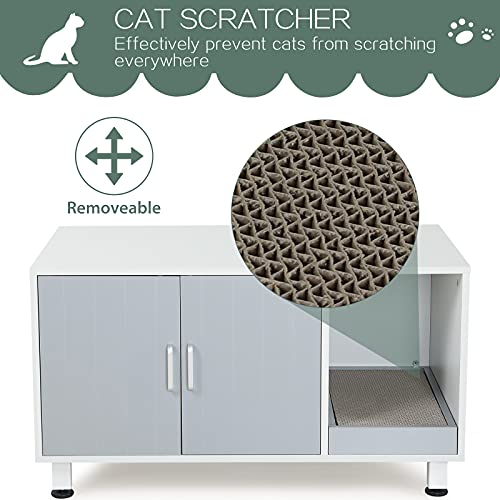 AVAWING Cat Litter Box Enclosure, Wooden Hidden Litter Box Furniture
