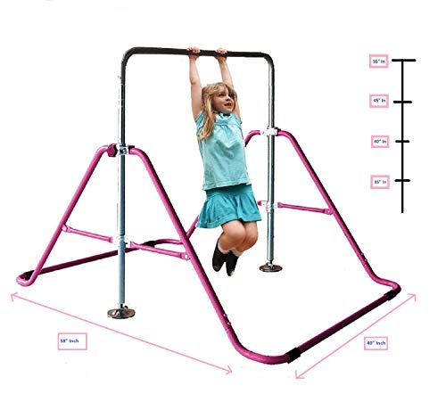 KidsJungle Kids Monkey Bars Jungle Gym Climbing Tower Gymnastics Playground Expandable Junior Training Pink