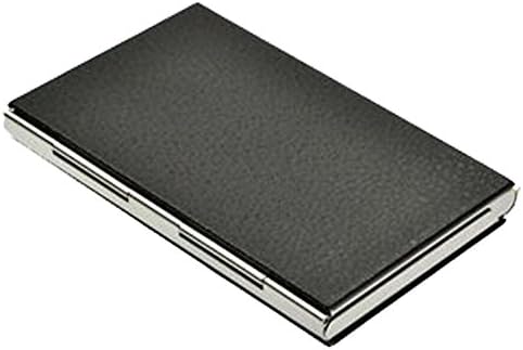 TONGEE PU Leather and Stainless Steel Business Name Card Case Holder (Black, 1Pcs)