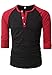 MIEDEON Mens Casual Slim Fit Raglan Baseball Three-Quarter Sleeve Henley T-Shirt