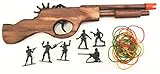Wooden Rubber Band Gun Black Bear Destroyer Shotgun with Extra Rubber Bands Ammo and Army Men Targets