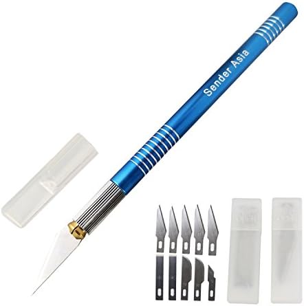 Multi-Purpose Precision Utility Craft Knife,for Art Working Cutting，Carving,Trimming,Chiseling,with Cap and Extra 10-Piece Blades