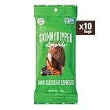 Skinny Dipped, Dark Chocolate Espresso Covered Almonds, Low Calorie Snack, Low Sugar, 1.5 Ounce Bag, 10 Count
