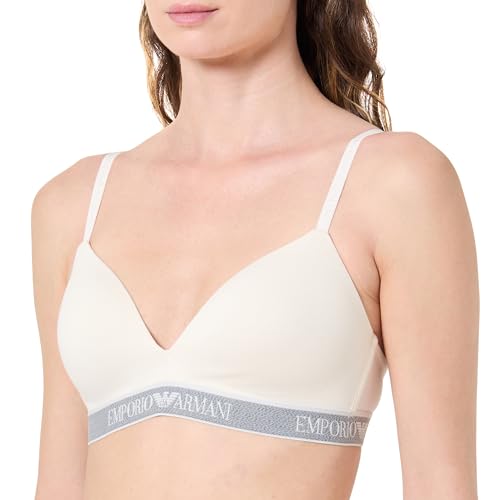 Emporio Armani Iconic Logoband Reggiseno a Triangolo Imbottito Bianco XL, Bianco, XL
