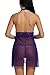 Avidlove Women Halter Lace Babydoll Mesh Sexy Lingerie Set Nightwear, Large, Purple fba