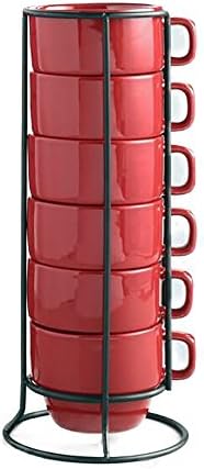 Red Regular Stacking Mugs, Set of 6