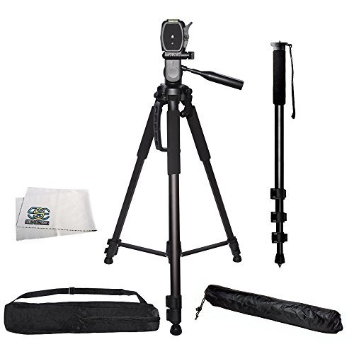 Professional 72" Tripod & Deluxe Carrying Case + 72" Heavy Duty Monopod for Sony Cyber-Shot RX10 RX10 II HX400V HX200V HX100V DSC-HX50V DSC-HX60V RX100 RX100M II RX100M III RX100M IV RX100M V