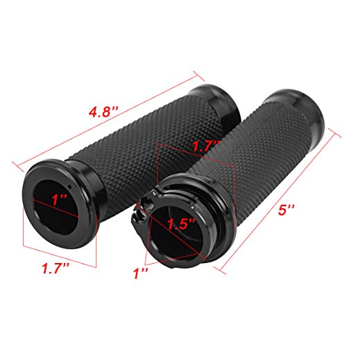 Lalaparts Black 1" Motorcycle Handle Bar Hand Grips Compatible for Harley Touring Honda Yamaha Suzuki Kawasaki