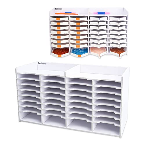 SANFURNEY 32 Slots Large Diamond Painting Tray Tower Organizer with Drill Pen Holder, Multi-Boat Plates Storage Rack, Diamond Painting Accessories Tools Kits, Gift for Adults DIY Craft Arts
