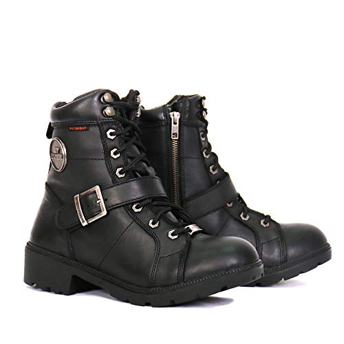 Hot Leathers Womens 6” Leather Riding Boots – Lace‑Up with YKK Side Zip, Buckle…