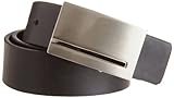 Reward Men's Reversible Brushed Nickle Plaque Buckle Belt