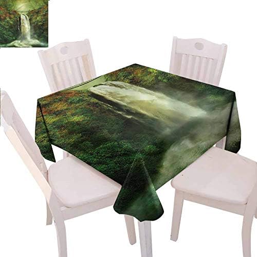 Zara Henry Nature Square Tablecloth Waterfall Rocks Old Bridge Microfiber Tablecloth W70 xL70