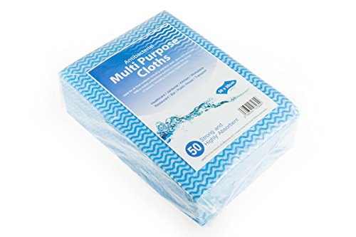 We Can Source It Ltd – Pack of 50 Antibacterial Cleaning Cloths – Reusable, Absorbent & Durable Medium Size – Multi-Purpose Wipes in Red, Yellow, Green & Blue for Home, Kitchen & Commercial Use