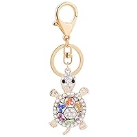 Shangwelluk Hipster Tortoise Shape Pendant Rhinestone Inlaid Alloy Keyring Keychain Women Handbag Hanging Ornaments Decor Keyfob Gift