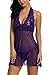 Avidlove Women Halter Lace Babydoll Mesh Sexy Lingerie Set Nightwear, Large, Purple fba