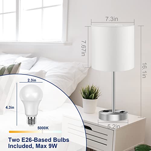 PARTPHONER Touch Table Lamps for Bedroom Set of 2, Bedside Nightstand